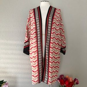Chico’s Kimono - Red/Black/Tan